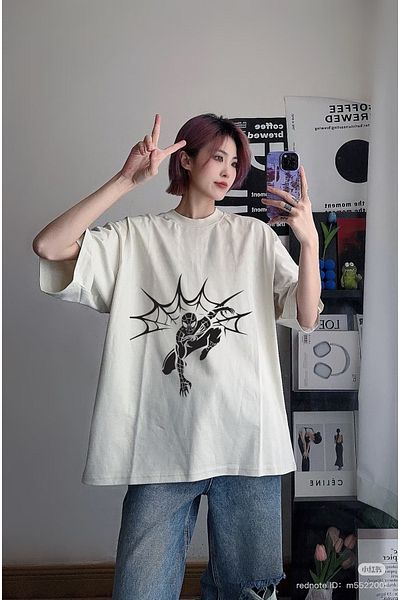 Minga London Spiderman Special Design -Νέα σεζόν- Λευκό μπλουζάκι Oversize