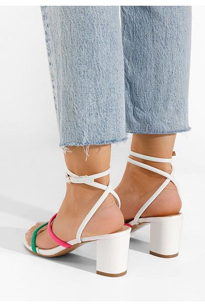 B T Shoes White Jimera chunky heel sandals