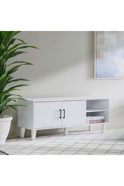 Danube Home Errol 2 Doors TV Cabinet Up to 32 Inch - White L120xW40xH49cm