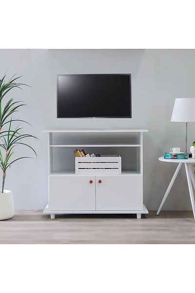 Danube Home Tadeo TV Rack for TVs upto 32 Inches - White L90xW36xH76cm
