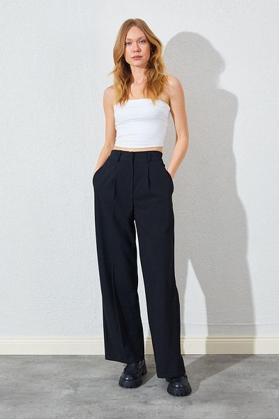 TENA Pantaloni negri Double Fleto Polyviscon de damă