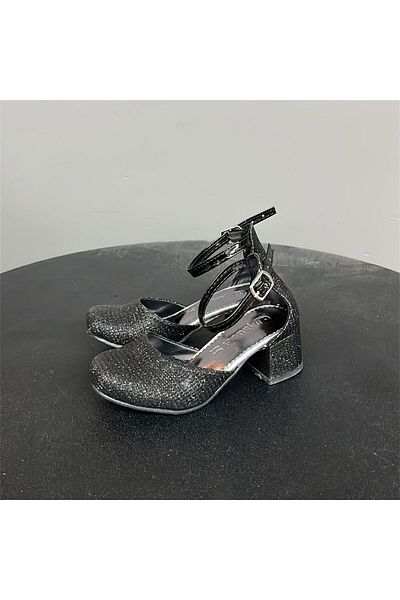 jadeer Eylül Girl's Shiny Heeled Shoes Black 26-30 P124S