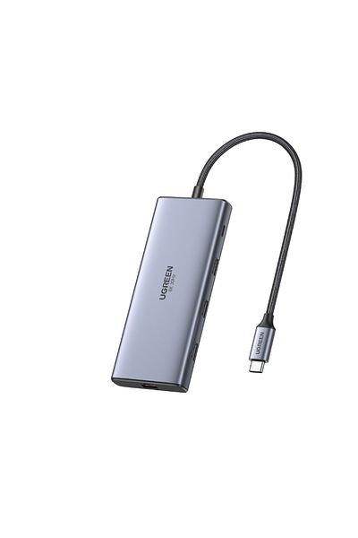 Ugreen |موزع USB C 10 في 1 لمحطة إرساء مزدوجة الشاشة مع منفذ HDMI مزدوج 4K@60Hz أحادي 8K|رمادي