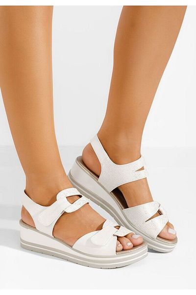 B T Shoes White Lalania chunky-soled sandals
