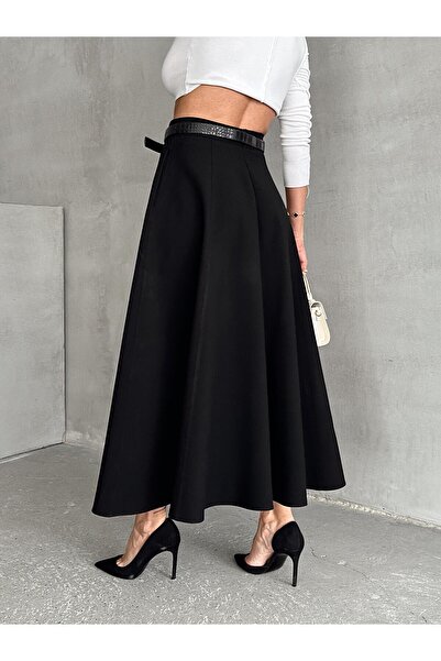 Maldia Shop Women's Zippered Slit Godeli Black Skirt