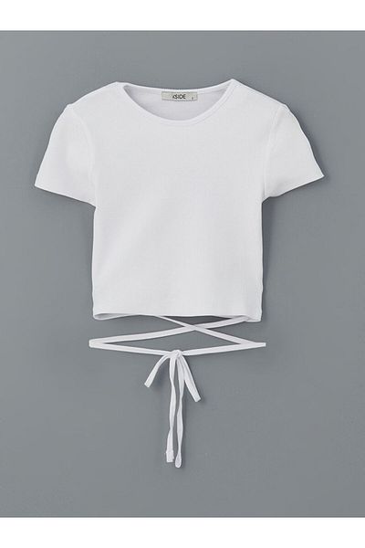 LC Waikiki Lcw Crew Neck Textured Women's Crop
