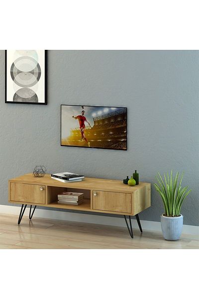 Danube Home Savino TV Unit for TVs upto 55 Inches with Storage - Brown L120xW40xH40cm