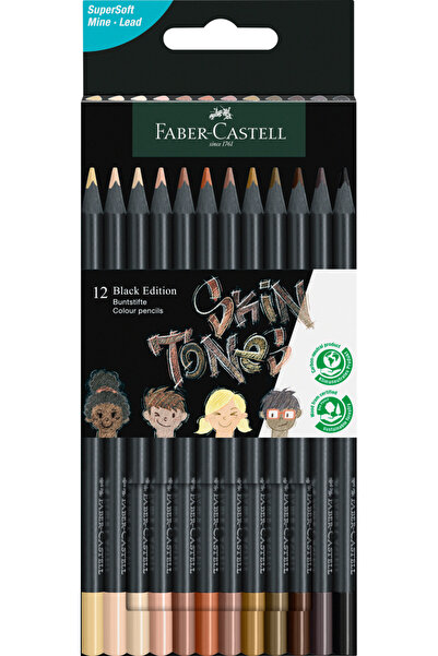 Faber Castell 12 creioane colorate în tonuri de piele, ediție neagră, Faber-C...