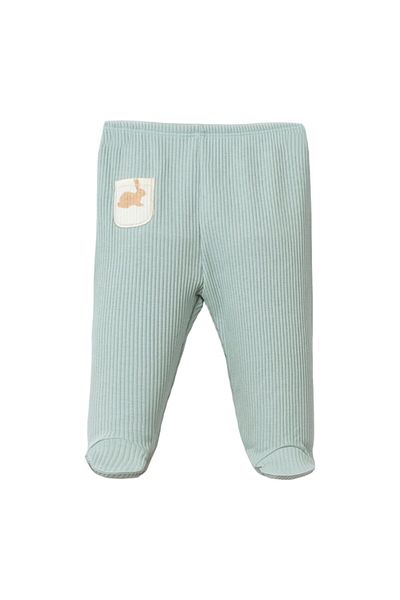 Lolons Flower and Rabbit Printed Rubber Waist Baby Girl Single Bottom Cream with Triple Booties