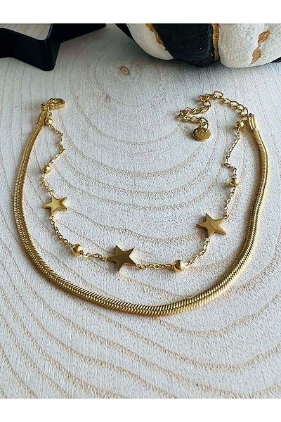 ACAR TAKI Gold Color Star Steel Anklet 20.5 cm Acr1668