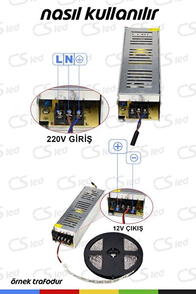 CSled 12 Volt 30 Amper Metal Kasa Fanlı Adaptör – Geniş Kasa Güç Kaynağı