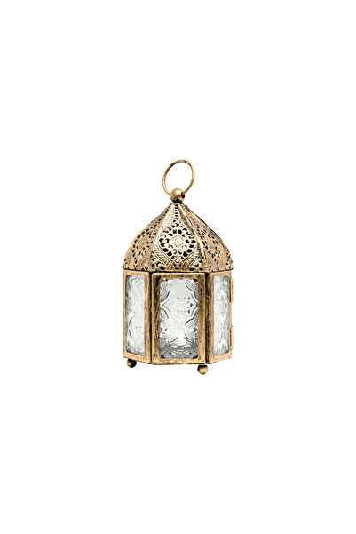 Carving Home فانوس ذهبي صغير مع زجاج شفاف