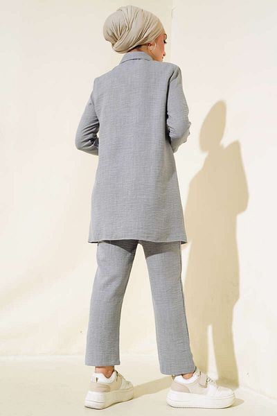 Kirazgym Top Buttoned Linen Double Suit