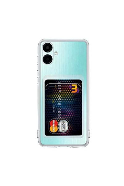 Nettech Samsung Galaxy A06 Compatible Card Holder Type Transparent Back Protection Case - Transparent