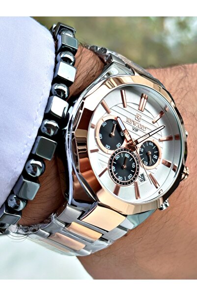 Reward Silver Color Classic Calendar Steel Strap Men's Wristwatch + BRACELET WITH GIFT