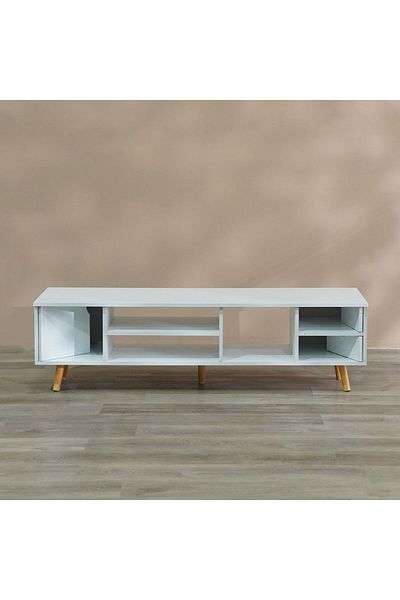 Danube Home Enzo TV Unit for TVs up to 50 Inches with Storage - White L140xW45xH39cm
