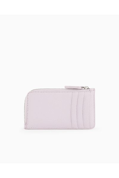 Emporio Armani Suport card de damă din piele cu compartiment pentru carduri Închidere cu fermoar Suport card liliac EW000367 AF11953-UA205