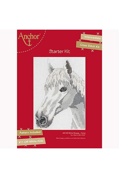 Anchor White Horse Pattern Cross Stitch Embroidery Kit 16X23Cm