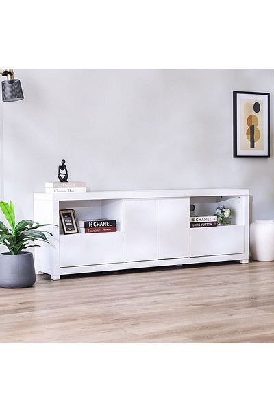 Danube Home Kalmal TV Unit Upto 70 Inches - White L180xW40xH63cm