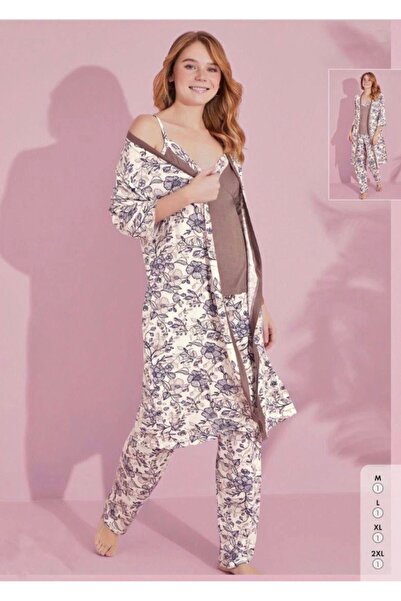 İpek Women's 3-Piece Pajama Set with Dressing Gown