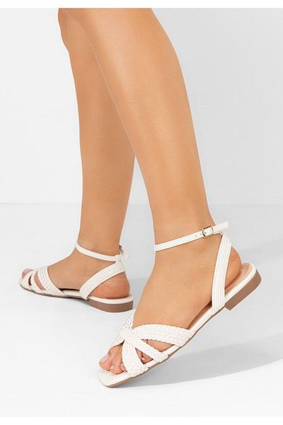 B T Shoes Sandale fara toc Rebbecca albe
