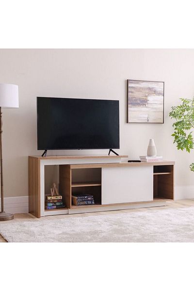 Danube Home وحدة تلفزيون لوسيا مع سطح قابل للتمديد حتى ٥٥ بوصة - لوزي/أبيض عاجي، الطول: ١٦٢-١٩٣ سم، العرض: ٤٠ سم، الارتفاع: ٧١ سم