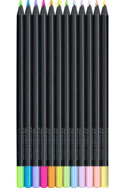 Faber Castell Colored Pencils 12 Colors Pastel + Neon Black Edition Faber-Castell