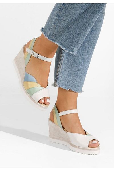 B T Shoes Irvina white leather platform sandals