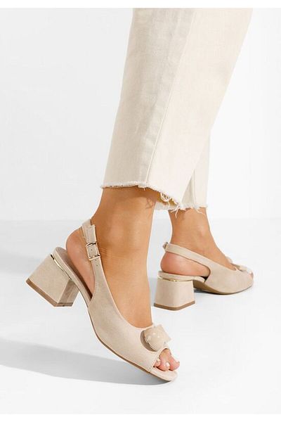 B T Shoes Sandale cu toc gros Gabriele bej