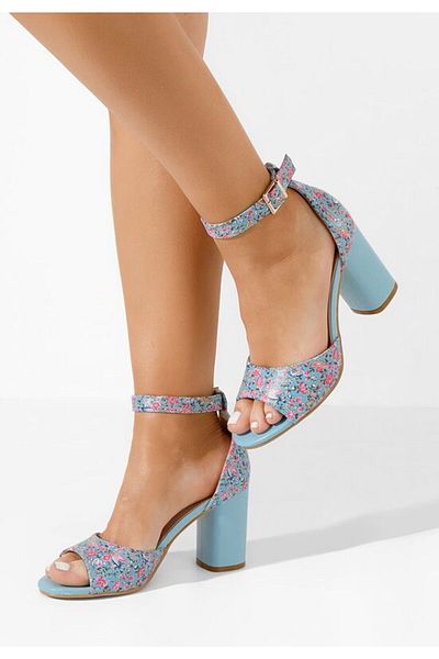 B T Shoes Sandale cu toc gros Moreira albastre