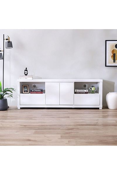 Danube Home Kalmal TV Unit Upto 70 Inches - White L180xW40xH63cm
