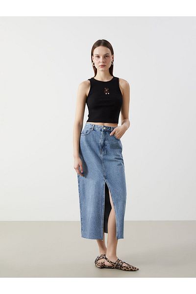 LC Waikiki New Season Crew Neck Embroidered Women's Crop - S5Gr92Z8