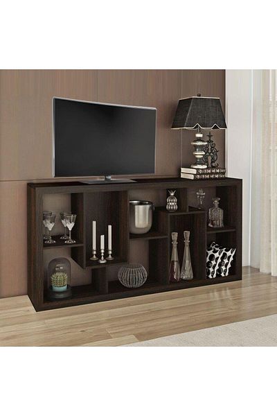 Danube Home وحدة تلفزيون/حافظة كتب سييرا لأجهزة التلفزيون حتى 55 بوصة مع مساحة تخزين - لون تبغ (طول 160 سم × عرض 33 سم × ارتفاع 79 سم)