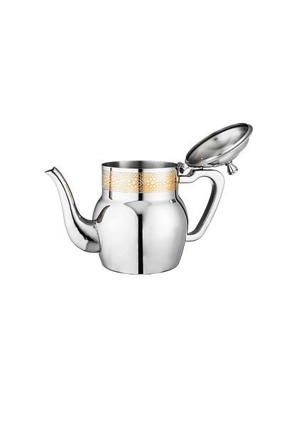ALSAIF Saif Stainless Steel Teapot with Gold Engraving, 1.360 L