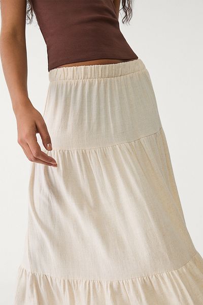 Stradivarius Flowing Linen Blended Skirt