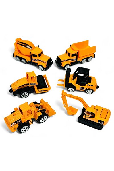 tmtoysandmore Inşaat Seti metal mini Beton Mikseri Kepçe Yol Düzeltici forklift kamyon pasta süsü (6lı yollanır)