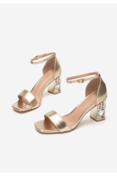 B T Shoes Zania gold chunky heel sandals