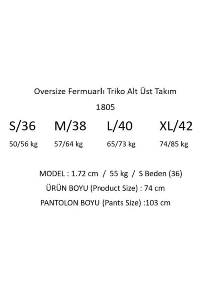 Irmak Kerekli Kadın Ekru Oversize Fermuarlı Triko Alt Üst Takım 1805