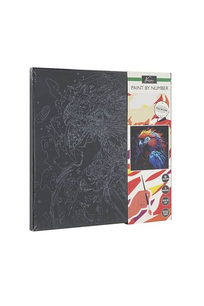 Nassau fine art Paint by numbers set 30x30 cm black canvas Parrot