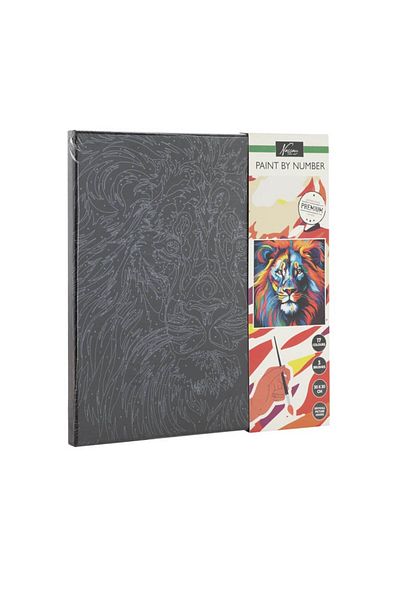 Nassau fine art Paint by numbers set 30x30 cm black canvas Lion
