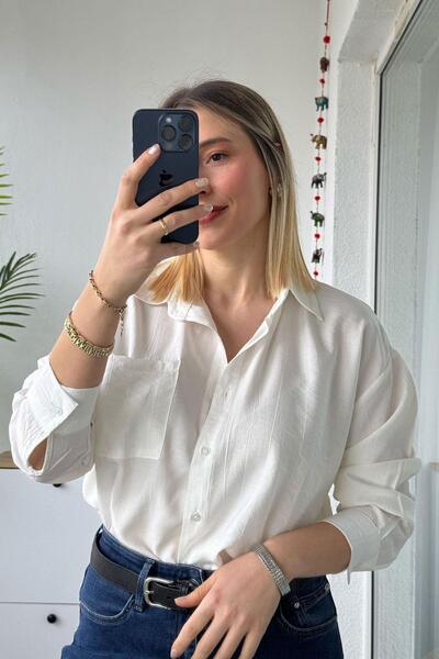 Kubos Moda Krinkıl Beyaz Uzun Kol Gömlek