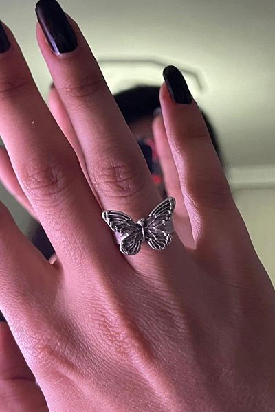 Köstebek Harajuku Butterfly Light Gray Ring