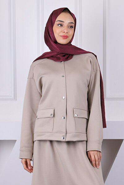 İmajButik Mink Scuba Jacket Skirt Suit