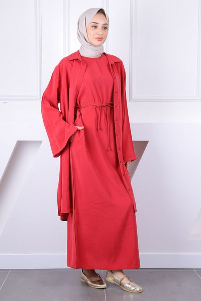 İmajButik Σετ συνδυασμού φορέματος με κορδόνι με κορδόνι μέσης