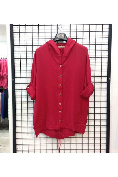 Butik Şans Hooded Seasonal Shirt Jacket with Guipure Detail on the Back