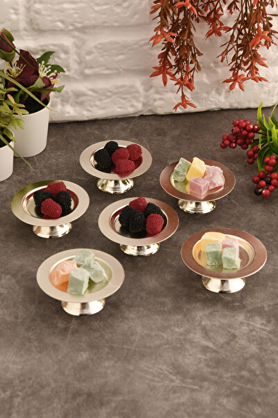LUMINZO Duli 6-Piece Sugar Bowl Turkish Delight Bowl Silver Footed Presentation Plate Tableware Catering Guest Service