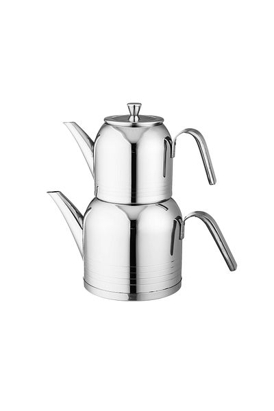 ALSAIF Stainless steel samovar teapot set, 2 sizes: 0.7 + 1.2 liters