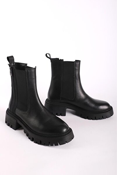 Hayati Arman حذاء نسائي كلاسيكي بسحاب من الجلد الطبيعي باللون الأسود