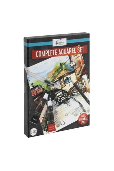 Nassau fine art Set pictura complet 13 piese acuarele, pensula, creion si cai...