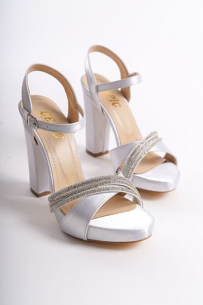 sefayol Pantofi cu toc Channey Silver din piele lacuita Stone